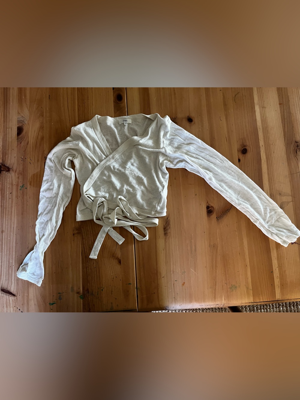 OZMA Ivory Wrap Crop Top with Tie Waist